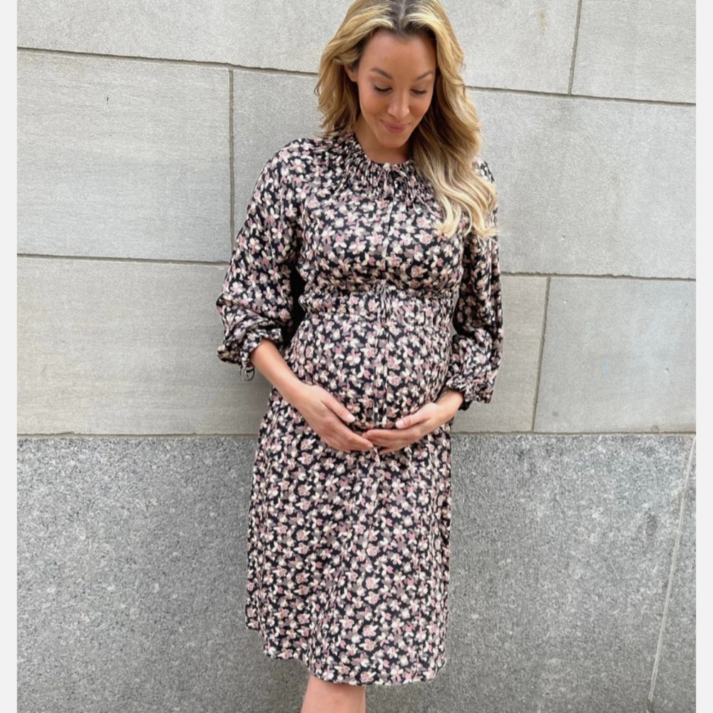 Frances Hart Abigail Maternity Dress, Black & Pink Multi. Sz. Lg